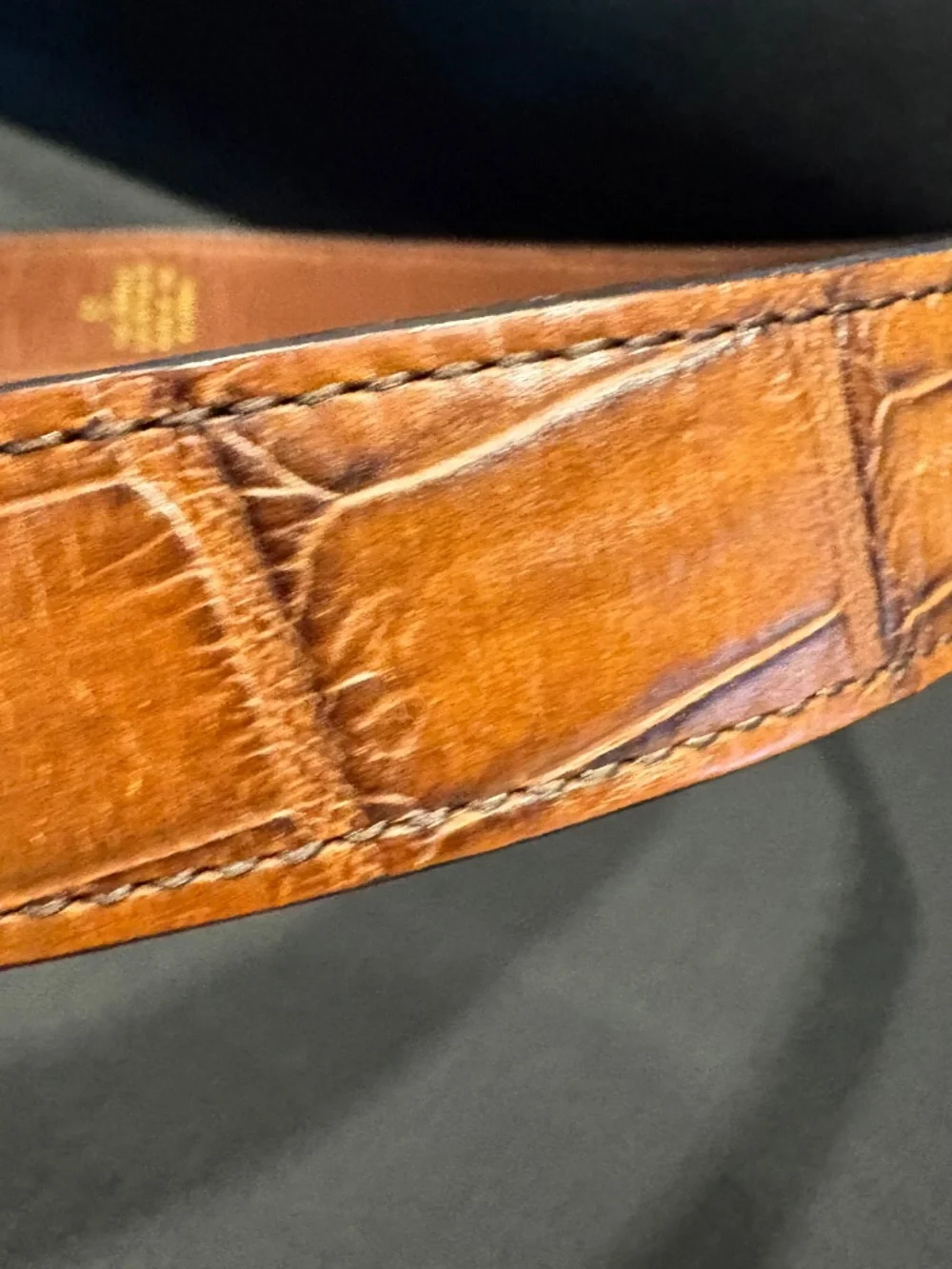 2 Women's belts (leather and crocodile) Brown